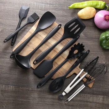 

10-Piece Silicone Non-Stick Cooking Spoon Spatula Spoon Egg Beater Tableware Set Cooking Tools Accessories Kitchen Supplies