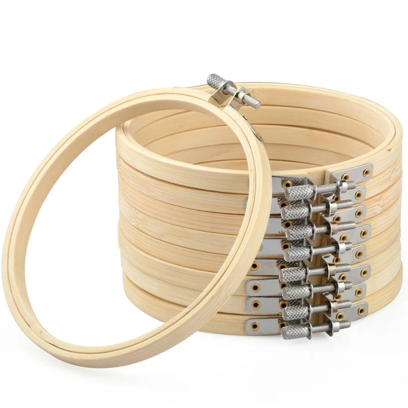 Kit De 12 Aros De Bordado De Bambú - 15 Cm - Ideales Para Punto De Cruz Y Manualidades