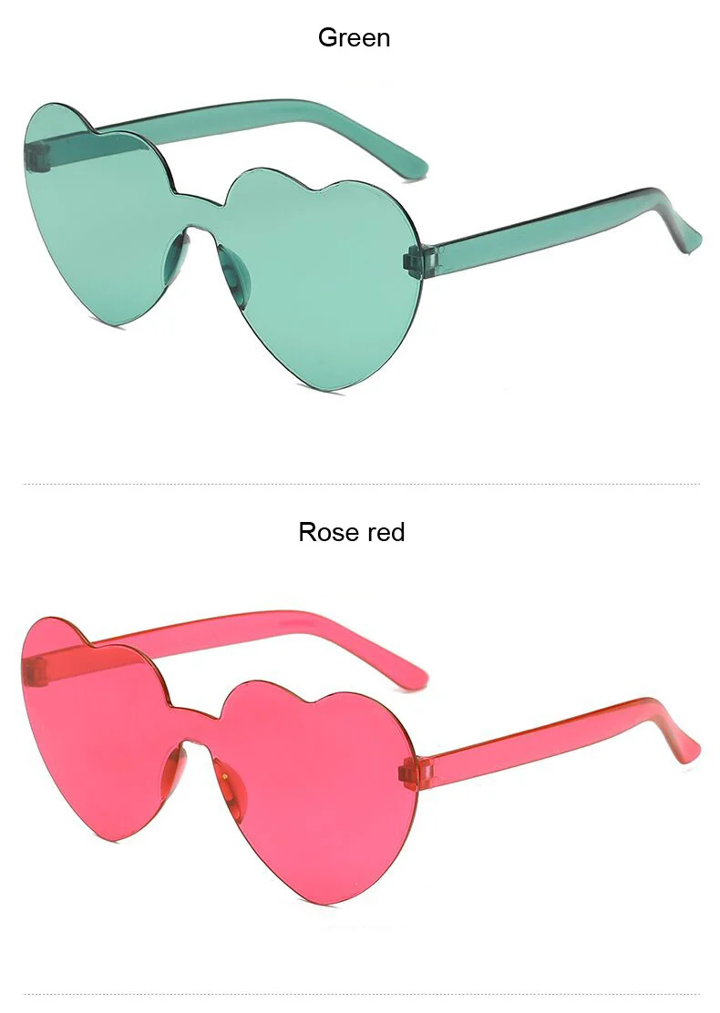 round sunglasses New One Piece Love Heart Lens Sunglasses Women Transparent Plastic Glasses Style Sun Glasses Female Clear Candy Color Lady rose gold sunglasses