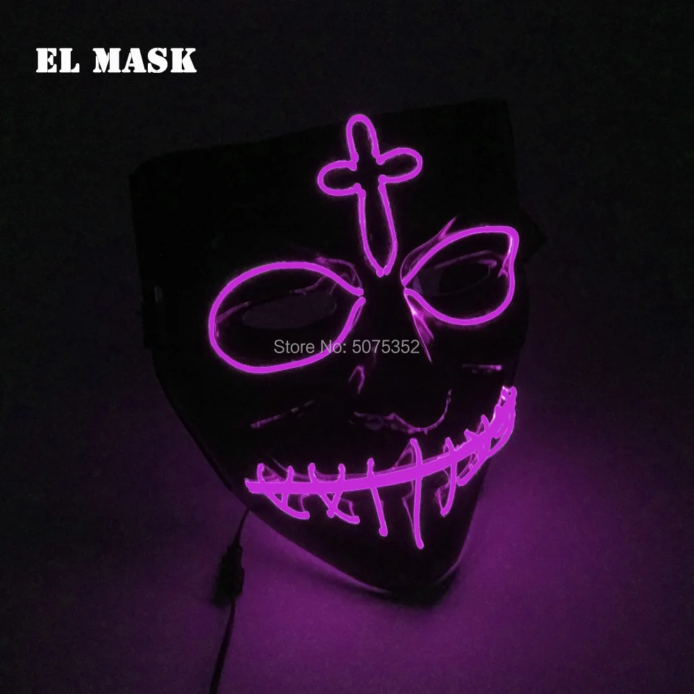 Декор дома с привидениями 10 цветов Варианты череп лицо EL маска косплей реквизит неоновый светящийся светодиодный маска ужаса светильник в