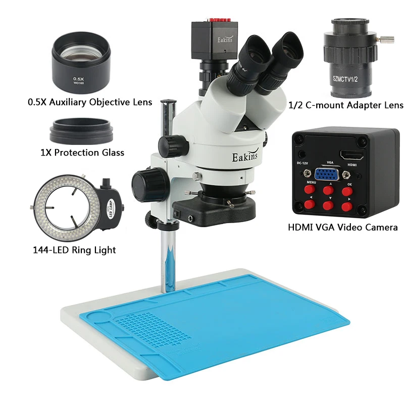  Phone PCB Soldering Repair Lab Industrial 7X 45X Simul-focal Trinocular Stereo Microscope SONY IMX3