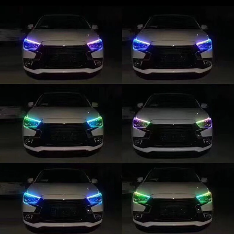 Прямая поставка 2 шт. RGB светодиодный светильник полоски для головы DRL Поворотный