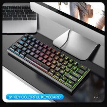 Jogos luminosos portáteis pequenos do escritório do portátil do rgb do teclado do manipulador com fio