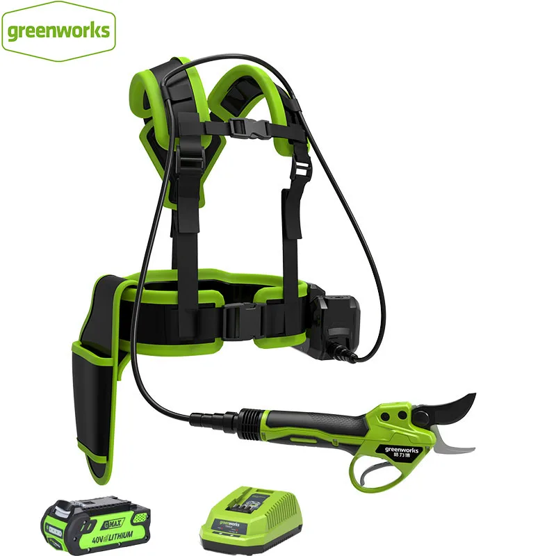 with battery Беспроводные электрические секаторы GREENWORKS 40 в, профессиональные ножницы для дома и сада, секатор с литиевой батареей, ножницы для сада, Макс. 2,5 см - Цвет: with battery