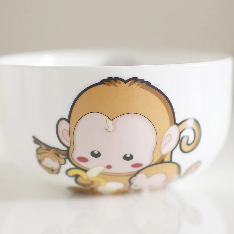 Милая чаша с героями мультфильмов практичная детская керамическая Корейская чаша набор семейная столовая посуда чаша - Цвет: monkey