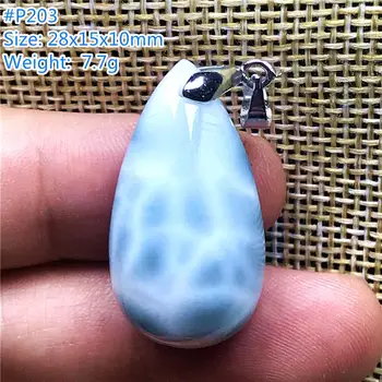 

Top Natural Blue Larimar Necklace Pendant Jewelry For Woman Lady Man Crystal Silver Water Drop Beads Water Pattern Stone AAAAA