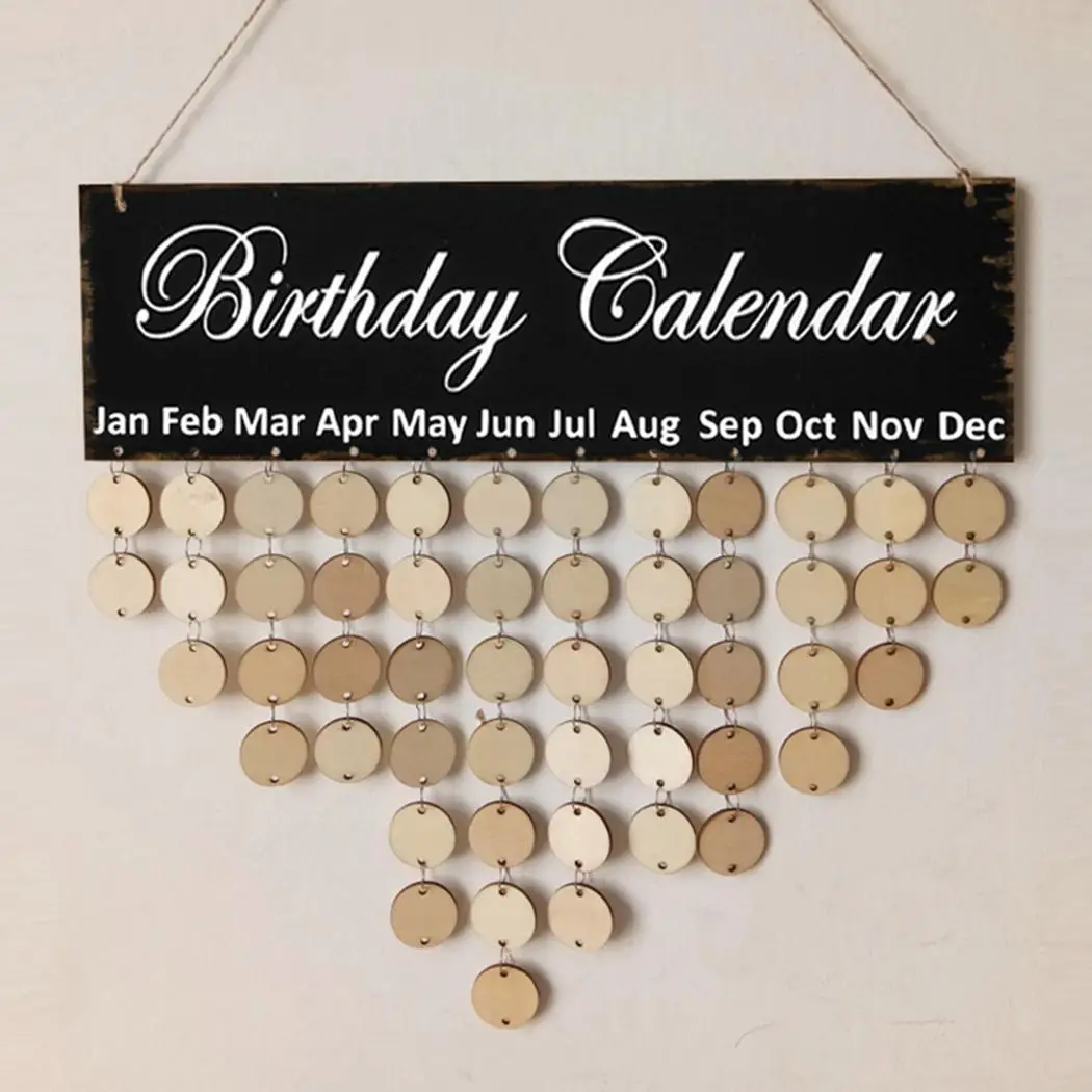 

Wooden Sign Board Wall Hanging Family Plaque Geometric As Picture Home Birthday Reminder Calendar