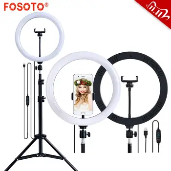

fosoto 10 inch Led Selfie Ring Light Flash Ring lamp Video Light Dimmable Photography Light With Tripod Stand For Phone Youtube