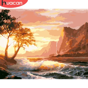 

HUACAN DIY Pictures By Number Sea Kits Drawing On Canvas Painting By Numbers Seascape Hand Painted Picture Art Gift Home Decor