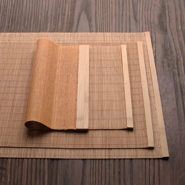 Új Természetes Bambusz Asztali Szőnyeg Tea Étkező Forró Szigetelt Futó Japán Stílusú Szövött Placemat Coaster Cup Pad - Image 5