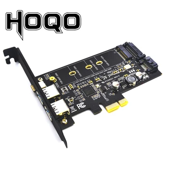 

2x USB 3.0 & Type-c to M.2 PCIe Adapter M2 SSD SATA B Key to PCI-e 3.0 Controller Converter Riser Card for 2280 2260 2230 NGFF
