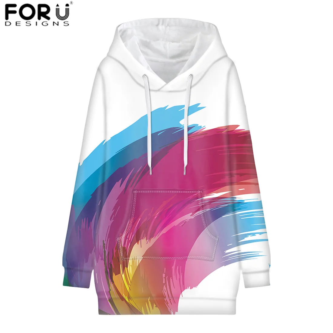 FORUDESIGNS, абстрактные, красочные, с акварельным принтом, женские зимние толстовки, женские, с длинным рукавом, теплая ткань, Черная пятница, Harajuku - Цвет: YSF0093GS