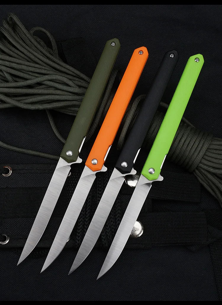 OLITANS Folding Pen Knife D2 Tanto Blade Pocket Knife G10 Handle