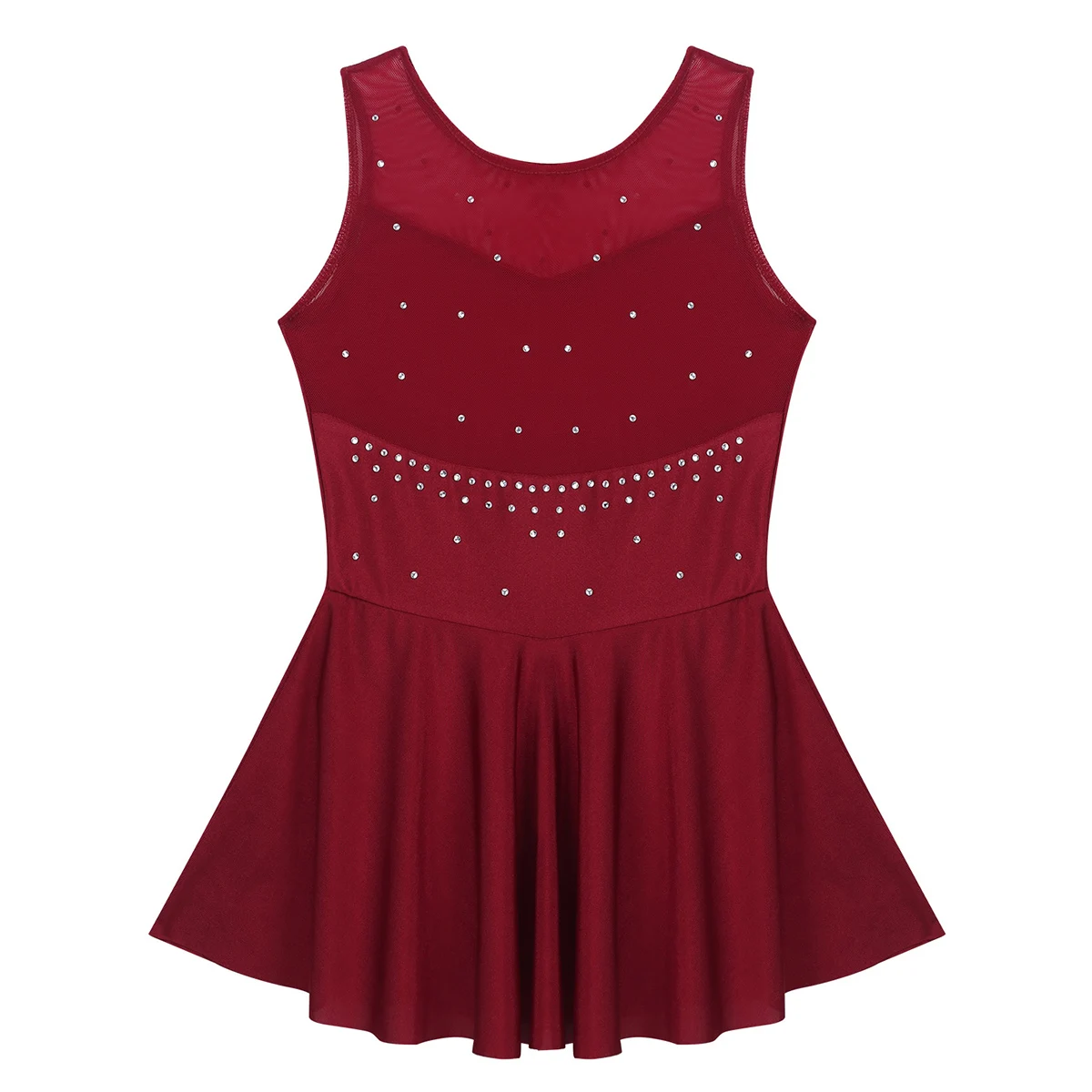 ChicTry Kids Teens Sparkly Rhinestone Tulle Sleeveless Figure Skating Dress Ballet Costume Gymnastics Leotard Girls Dance Wear