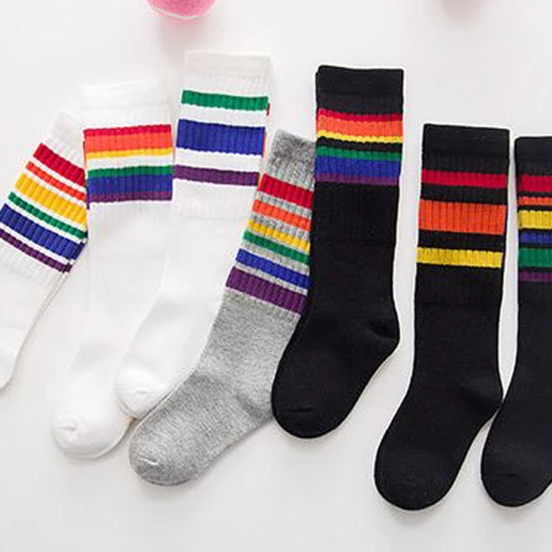 

Cute Rainbow Winter Autumn Calf Length Tube Crew Socks For Child Or Toddler