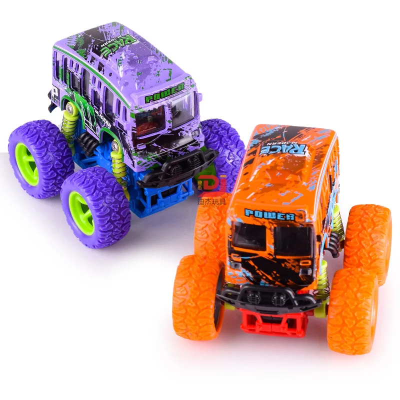 

Four-Wheel Drive Inertia Off-road Big Wheel Alloy Single Layer Bus Children Model Doodle Toy Car to Difficult Hot Selling