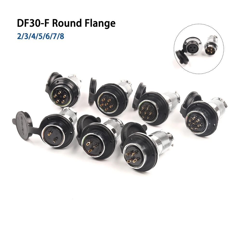 

1 Set DF30 GX30 Aviation Connector 2 3 4 5 7 8 10 14 pin Circular Flange Female Plug +Male Socket Electric Wire Connector