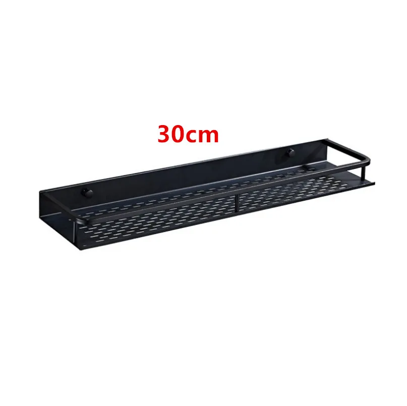 30cm black Черная полка для ванной комнаты, Алюминиевая душевая корзина, угловые полки для ванной комнаты, держатель для шампуня, кухонная стойка для хранения, аксессуары - Цвет: 30cm black