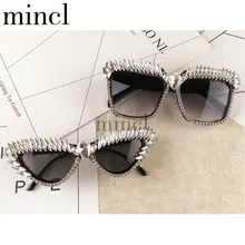 MINCL новые модные женские солнцезащитные очки роскошные золотые блестящие камни мужские солнцезащитные очки Квадратные Солнцезащитные очки UV400 NX