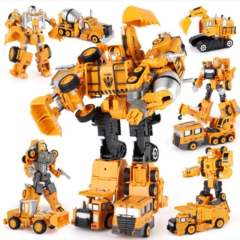 Diecasts игрушечные транспортные средства кран миксер бульдозер Трансформация Робот автомобиль металлический сплав автомобиль экскаватор грузовик модель 2 в 1 детские игрушки
