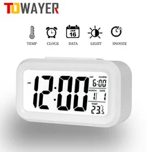 Cyfrowy budzik LED zegar elektroniczny cyfrowy ekran alarmowy zegar na biurko dla Home Office podświetlenie drzemka Data kalendarz zegary biurkowe
