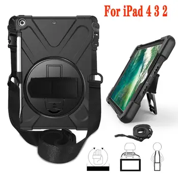 

Pirate King For iPad 4 3 2 9.7inch Screen protector TPU+PC Heavy-duty protective silicone Omni-directional support rotation case