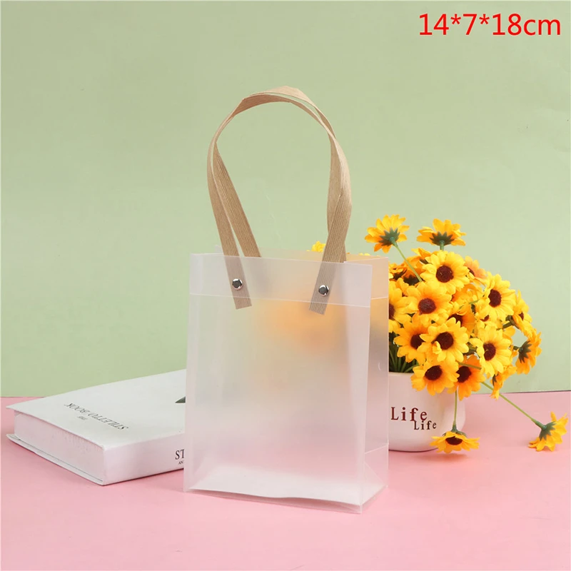 Bolso de mano de transparente para dama de honor, bolsa con asa esmerilada de PP regalo de Navidad, dulces, recuerdo de boda, flor, regalo de Año Nuevo|Envoltorios y bolsas de