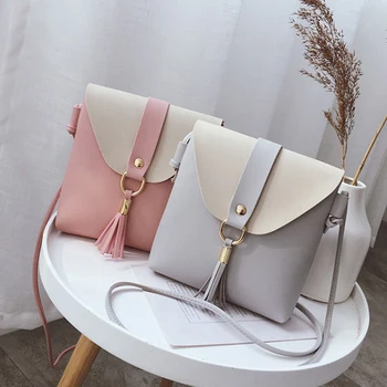 

Simple Bag Contrast Color Mobile Phone Bags High Quality Fashion Cute Messenger Bag Portable Small Fresh Woman Lady Bags
