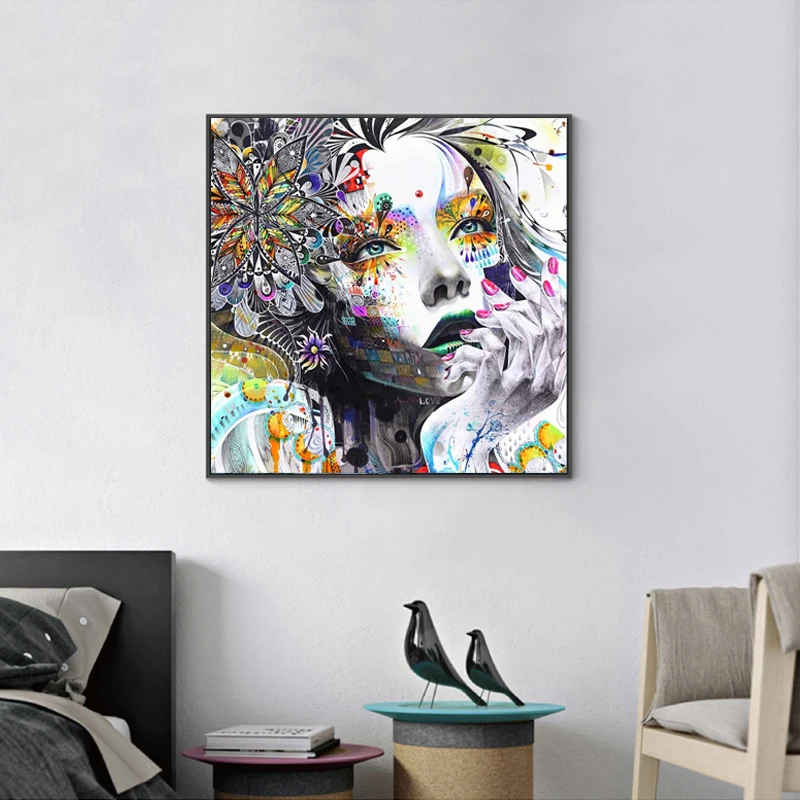 Самоотверженный современный настенный арт девушка с цветами картина маслом абстрактное искусство, принты на холсте картины декор для гостиной