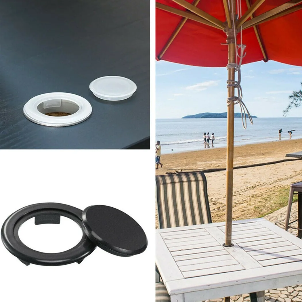 Terrasse Garten Tisch Sonnenschirm Regenschirm Loch Ring Kappe Set Stecker 2 Zoll Kunststoff Schwarz Outdoor Terrasse Tisch Regenschirm Loch Abdeckung