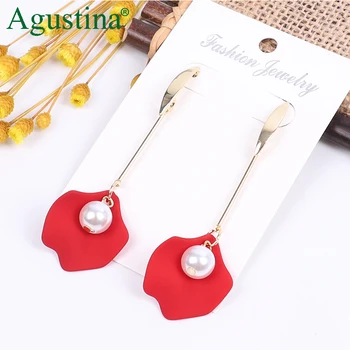

Agustina 2020 Red Flower Earrings Women Long Earrings Fashion Jewelry Boho Drop Earrings Dangle Earring Cute Earings Wholesale