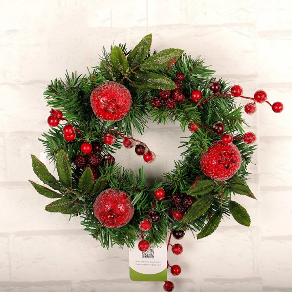 

1pc New Christmas Decoration Wreath With Frost Pomegranate Garland Hotel Living Room Home Christmas Decoration Pendant