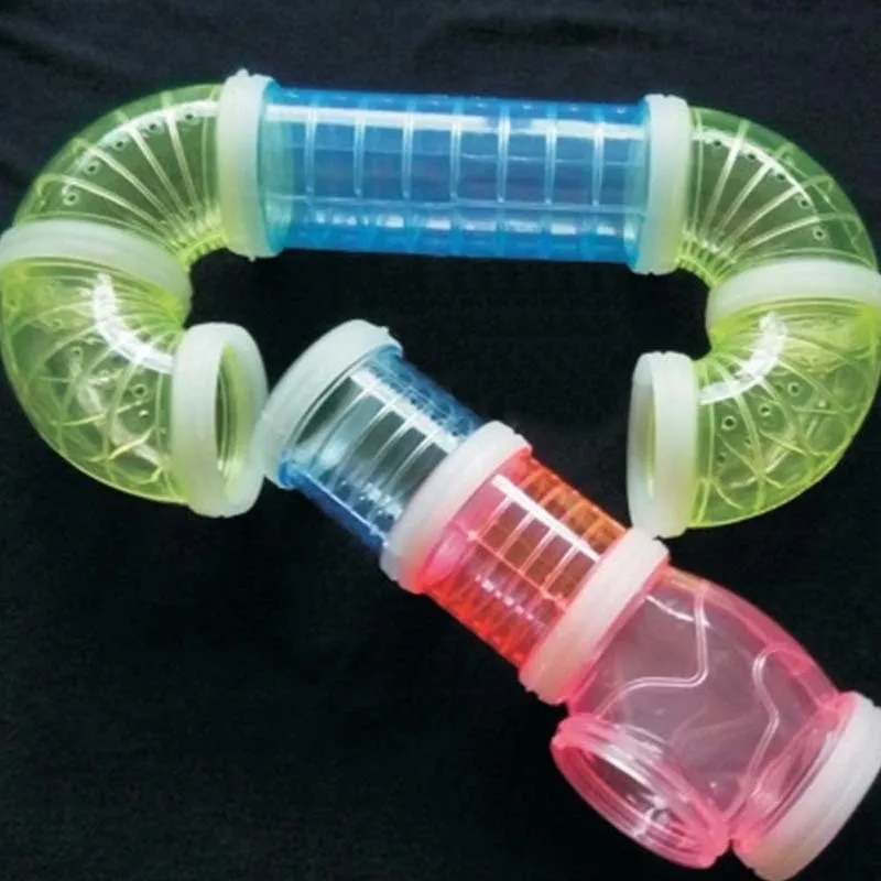 Hamster Cage U Shaped Tube Small Pet External DIY Plastic Pipeline Tunnel Animals Training Playing Toy for Small Animals Hamster - Цвет: Mixed color