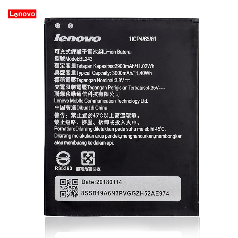 BL 243 BL243 аккумулятор для lenovo Lemon K3 Note K50-T5 A7000 A5500 A5600 A7600 2900mAh Мобильный телефон резервного копирования Bateria