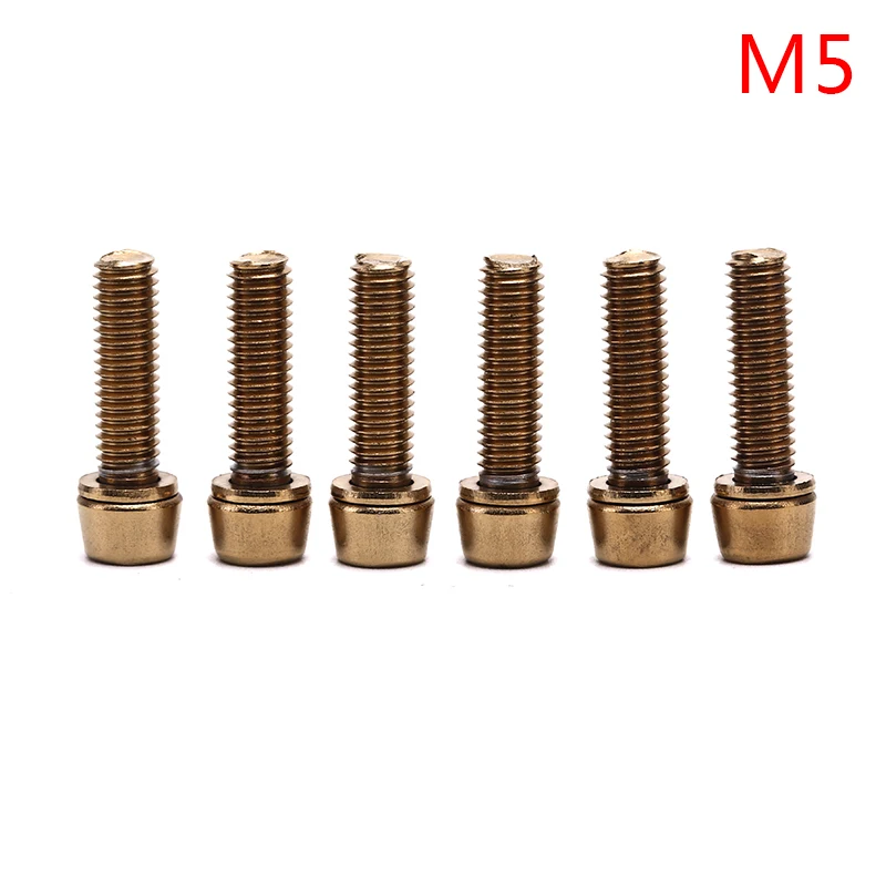 M5X18MM gold 6 шт. велосипедный винт для руля с титановым покрытием Радужный Горный Дорожный руль М5*18 мм М6*18 мм 304 винт из нержавеющей стали - Цвет: M5X18MM gold