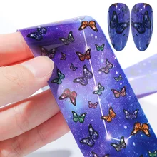 10Rolls/box Holographic Nail Foil Transfer Set Sticker Nail Art Foils Designer Butterfly Nail Decoration Sliders Wraps Manicu