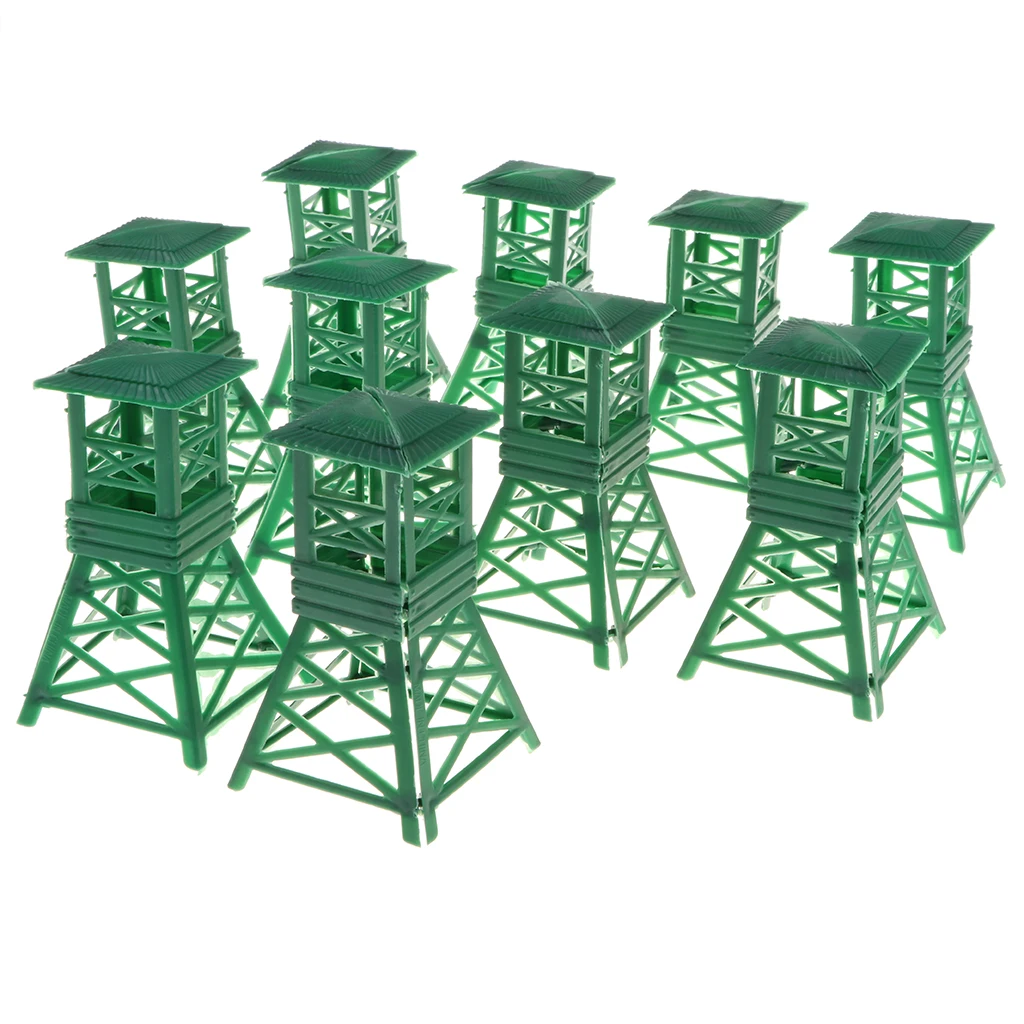 10 Pieces Plastic 9cm Watch Tower Military Wargame Scenery Building Army Men Playset Accessories for Children