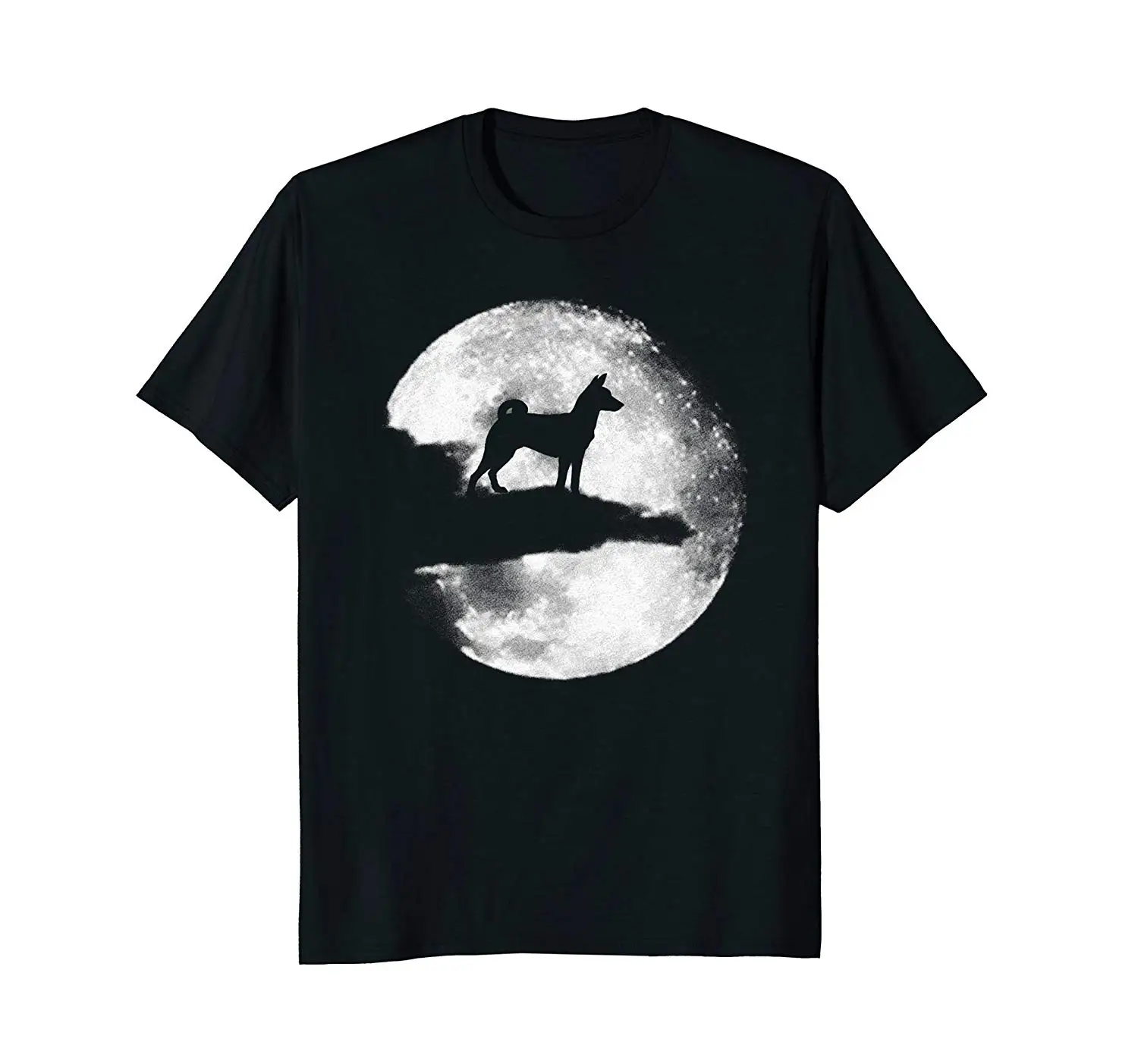

tshirt men Cool Basenji And Moon Halloween Fashion T-shirt Trendy Cool Top Men's T-shirt for mans