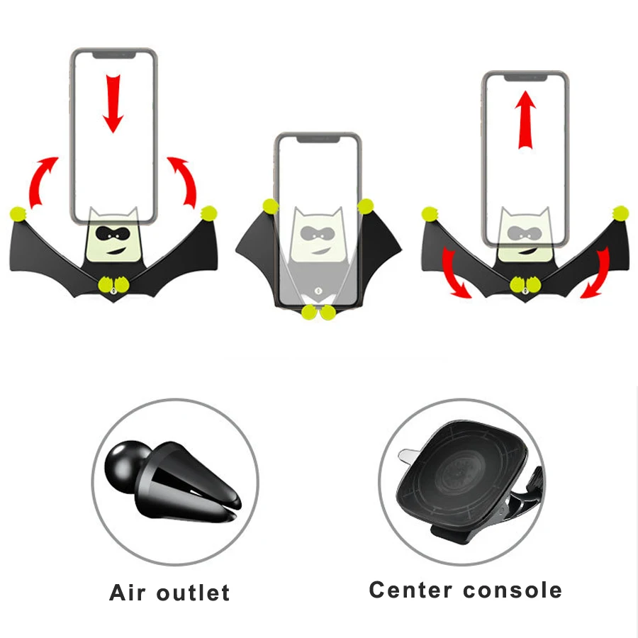 Летучая мышь Автомобильный держатель для телефона на вентиляционное отверстие держатель мобильного телефона приборная панель подставка для iPhone Xiaomi Мобильный держатель в автомобиле