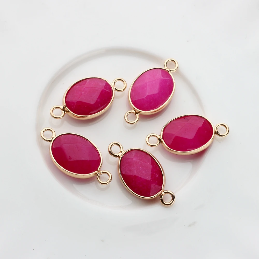 Natürliche Stein Charms Facet Oval Form Doppel Loch Stecker Charms 2 stücke Für DIY Halskette Schmuck Machen Zubehör – Detail 11