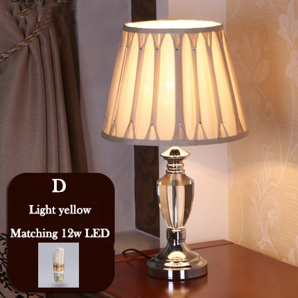 D Silver base Crystal Table Lamps LED Bedside Desk Lamp Bedroom /Living Room/ Study Book Light / Table Lights E27 EU/AU/US/UK Plug - Цвет абажура: D Silver base