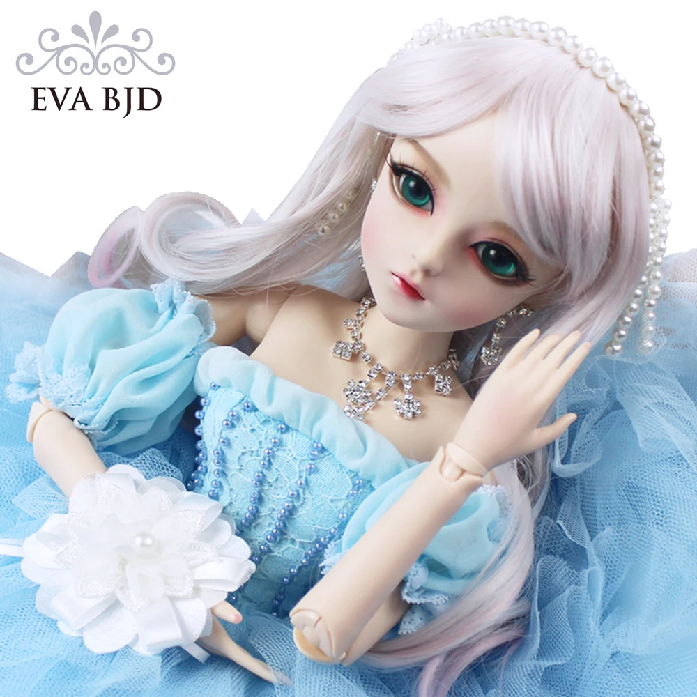

EVA BJD 1/3 Bride BJD Doll Handmade Makeup 24 inch 60cm Blue Dress + Glass Eyes + Accessories Wigs Clothes Shoes Wedding Gift