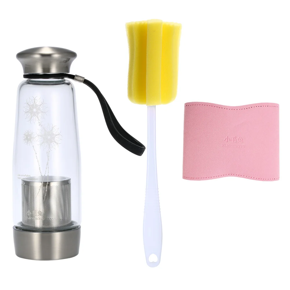Hot 400ml Portable Water Cup Bottle Environmental High Borosilicate Glass Removable Stainless Steel Bottom Filter Bottles | Дом и сад