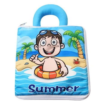

Baby Cloth Book Toys Newborn Early Educational SUMMER Book Infant Soft 3D Cognitive Toddler Soft Fabric Cloth Sound Books