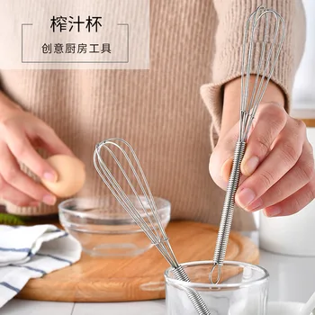 

Egg Tools 430 Stainless Steel Whisk Mini Spring Handle Manual Egg Beater Small Number Egg Blender Cream Dispenser Kitchen Gadget