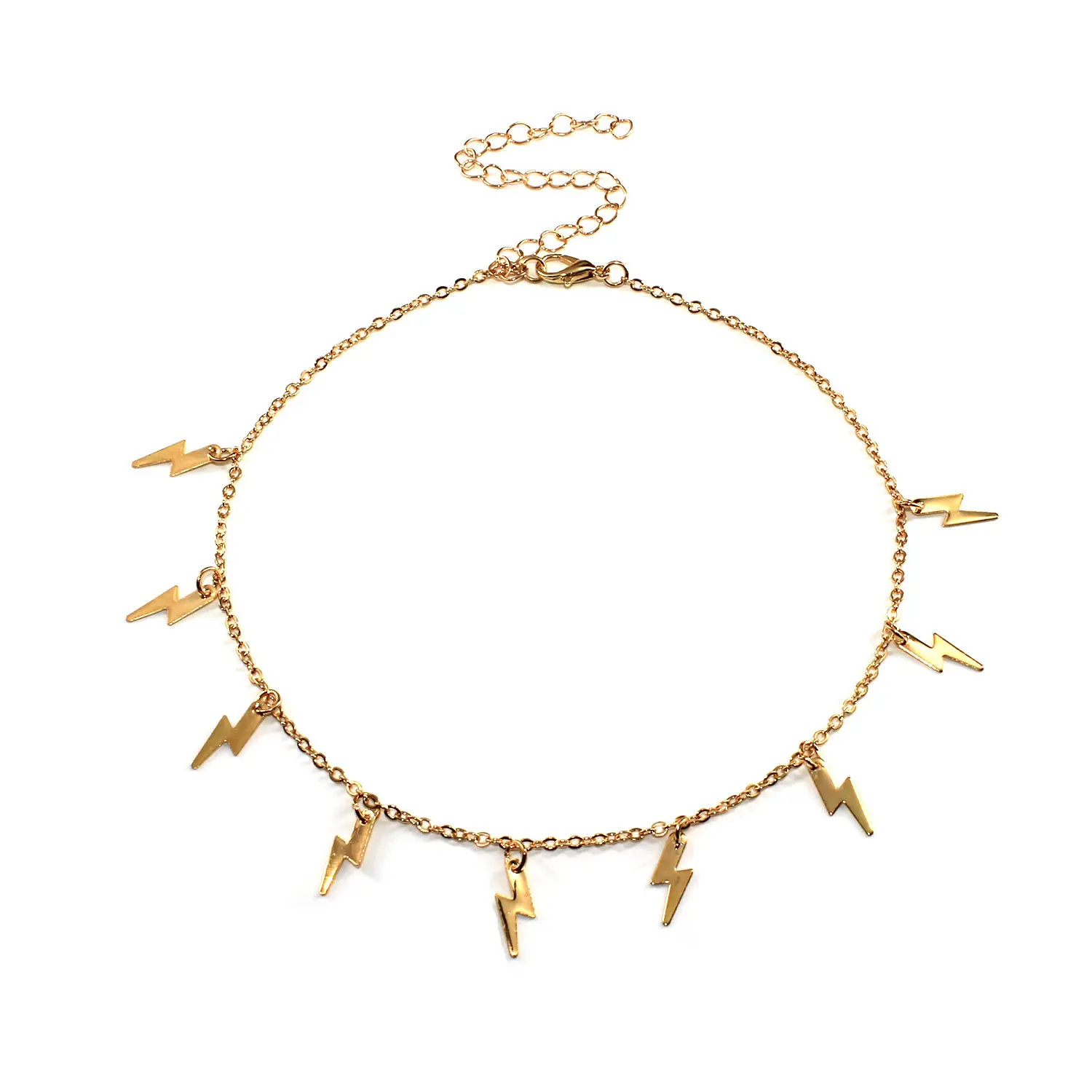 New Fashion Lightning Shape Gold Silver Color Pendant Necklace for Women Girl Jewelry Boho Classic Statement Choker Necklace