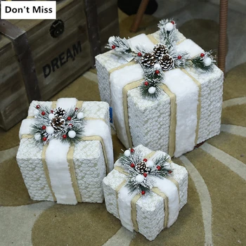 

Christmas Tree Decorations Led Gift Box Pendant Navidad 2021 New Year Christmas Tree Ornaments Shop Mall Xmas Gift For Kids