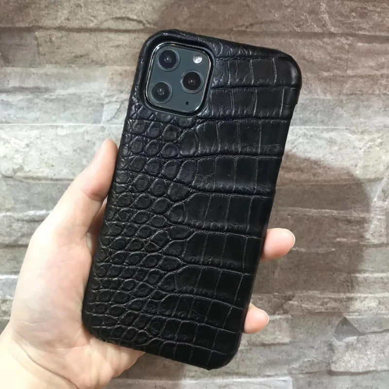 Роскошный чехол из натуральной крокодиловой кожи для Apple iPhone 11/Pro/Max противоударный защитный чехол для телефона задняя крышка оболочка - Цвет: Black Belly