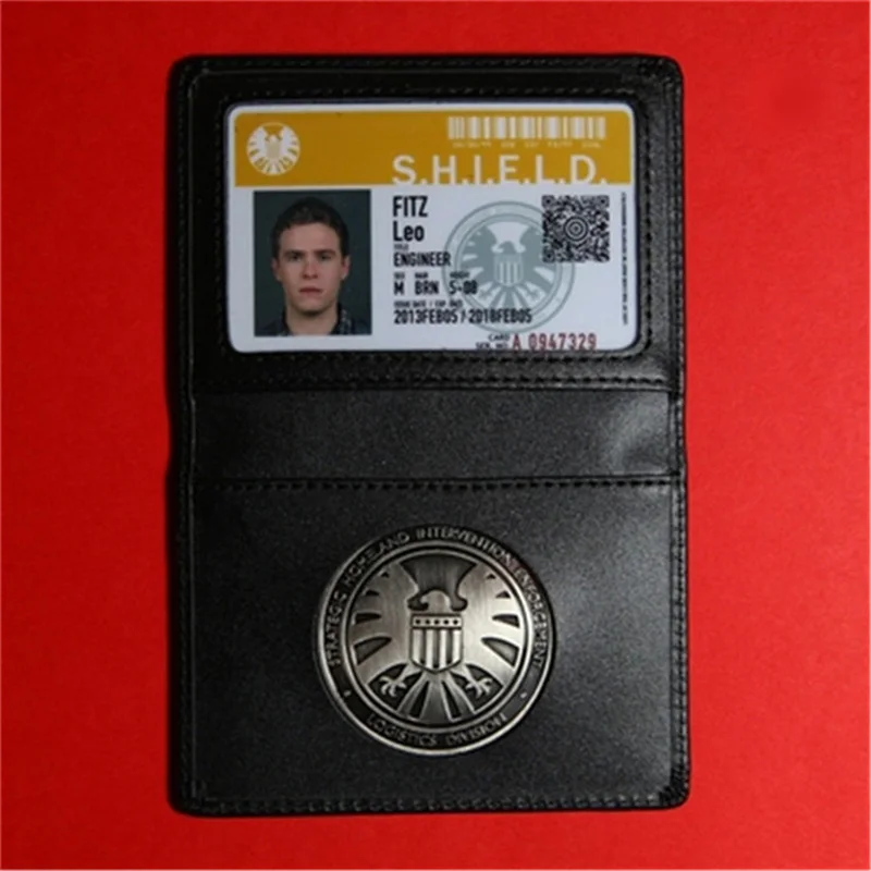 Агенты Shield s.h.i.e.l D. Металлический Щит значок Pin& ID карты подлинный кожаный чехол кошелек 1:1 мужской подарок косплей реквизит - Окраска металла: Leo Fitz
