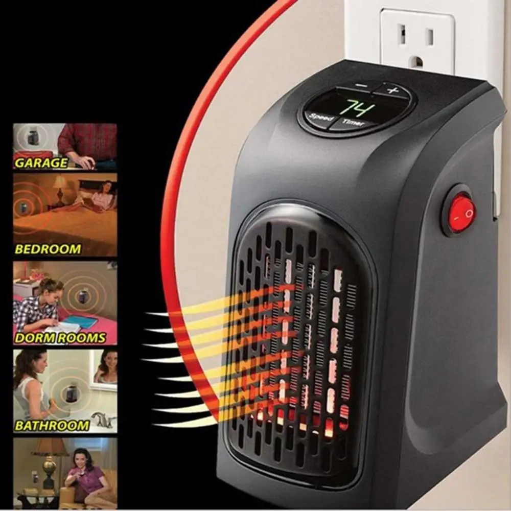 

Electric Wall Heater Mini Portable Plug-in Personal Space Warmer for Indoor Heating Camping Any Place Adjustable Thermostat
